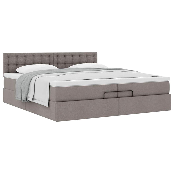 Cadru de pat otoman cu saltea Taupe 200x200 cm Material WALTI
