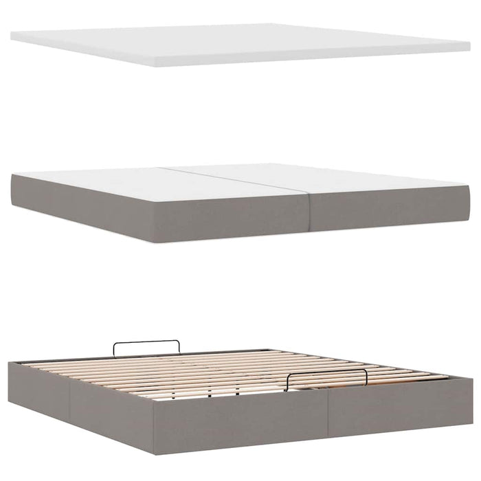 Cadru de pat otoman cu saltea Taupe 200x200 cm Material WALTI