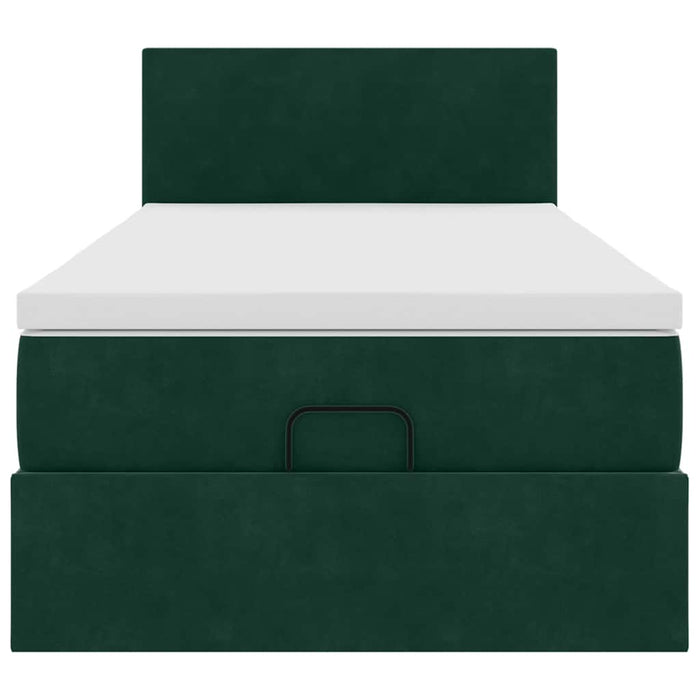 Cadru de pat otoman cu saltea verde închis 90x190cm catifea - WALTI WALTI