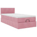 Cadru de pat otoman cu saltea, catifea roz 90x190cm - WALTI WALTI