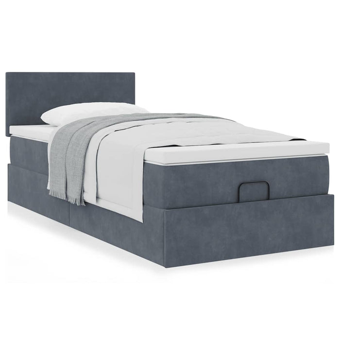 Cadru de pat otoman cu saltea catifea gri închis 90x200cm - WALTI WALTI