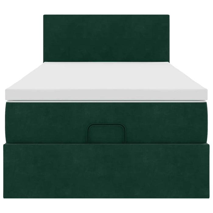 Cadru de pat otoman cu saltea verde închis 100x200cm catifea - WALTI WALTI