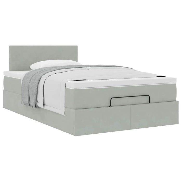 Pat otoman cu saltea Gri deschis 120x190 cm catifea - WALTI WALTI