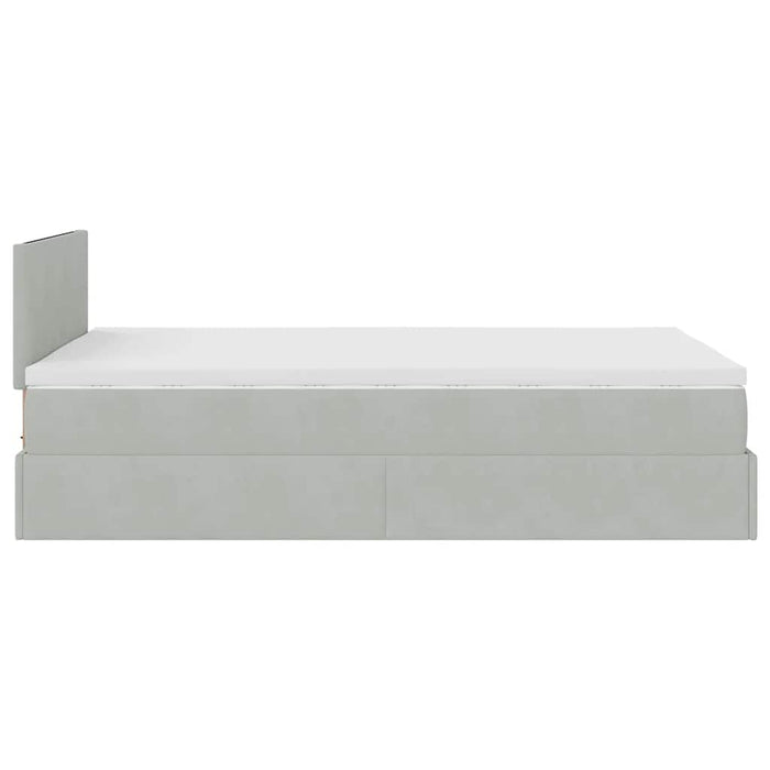 Pat otoman cu saltea Gri deschis 120x190 cm catifea - WALTI WALTI