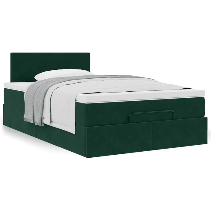 Cadru de pat otoman cu saltea verde închis 120x200cm catifea - WALTI WALTI
