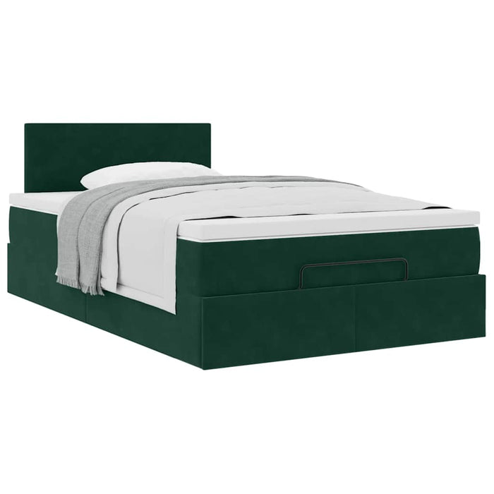 Cadru de pat otoman cu saltea verde închis 120x200cm catifea - WALTI WALTI