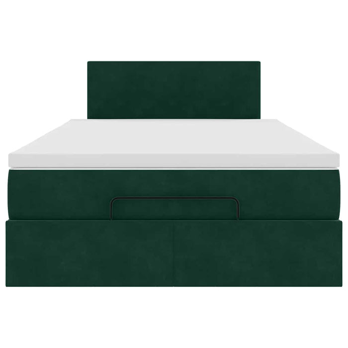 Cadru de pat otoman cu saltea verde închis 120x200cm catifea - WALTI WALTI