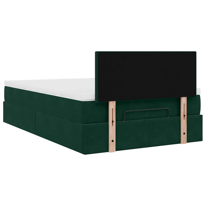 Cadru de pat otoman cu saltea verde închis 120x200cm catifea - WALTI WALTI