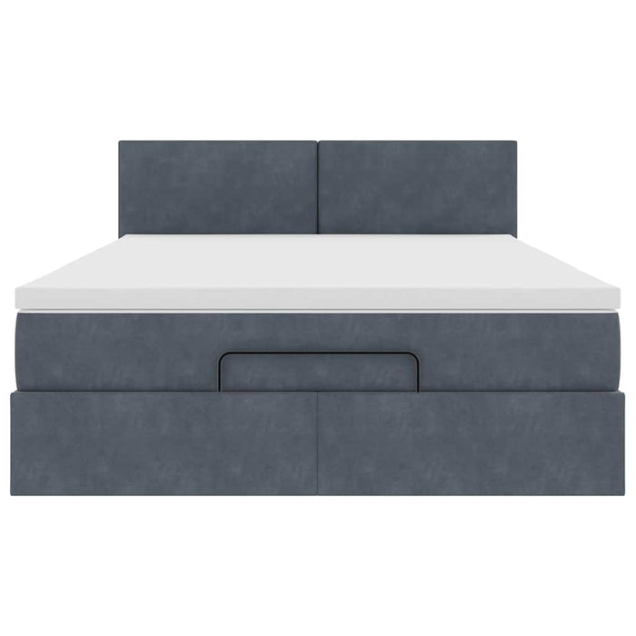 Cadru de pat otoman cu saltea Gri închis 140x200cm catifea - WALTI WALTI