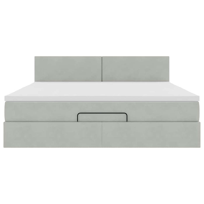 Cadru de pat otoman cu saltea Gri deschis 160x200cm catifea - WALTI WALTI