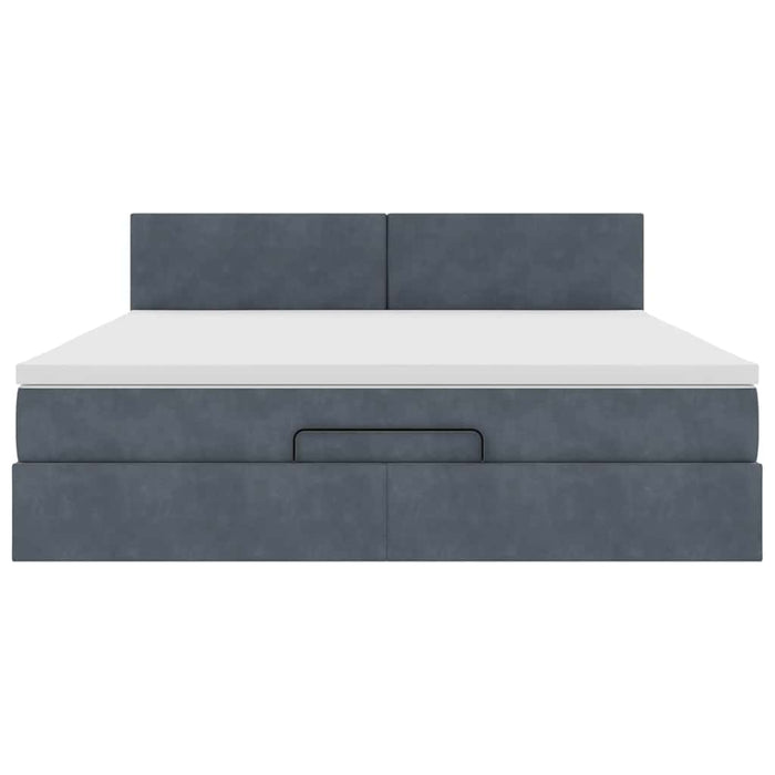 Cadru de pat otoman cu saltea Gri închis 160x200cm catifea - WALTI WALTI
