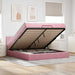 Cadru de pat otoman cu saltea roz 160x200cm catifea - WALTI WALTI