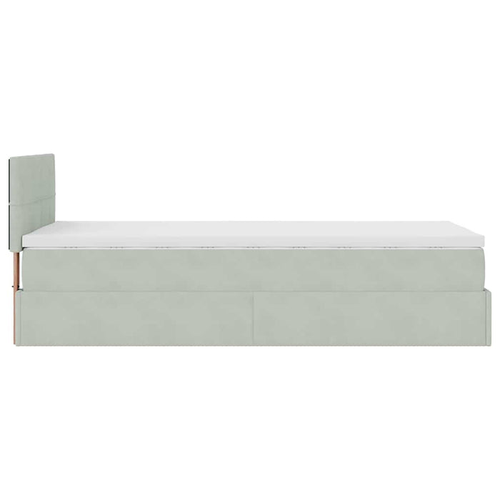 Cadru de pat otoman cu saltea Gri deschis 80x200cm catifea - WALTI WALTI