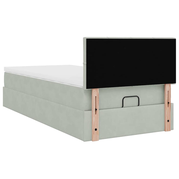 Cadru de pat otoman cu saltea Gri deschis 80x200cm catifea - WALTI WALTI