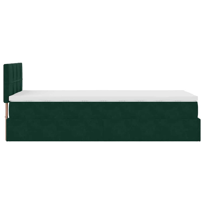 Cadru de pat otoman cu saltea verde închis 90x190cm catifea - WALTI WALTI