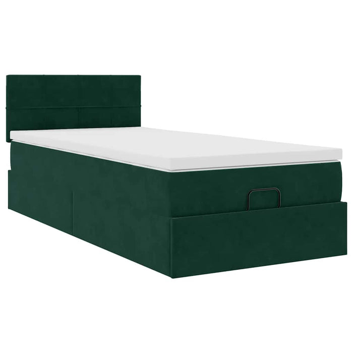 Cadru de pat otoman cu saltea catifea verde închis 90x200cm - WALTI WALTI