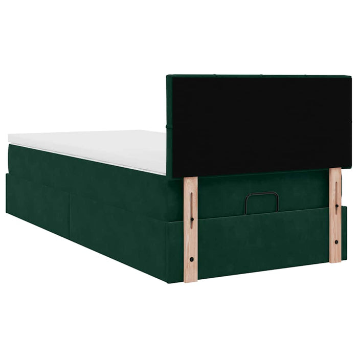 Cadru de pat otoman cu saltea catifea verde închis 90x200cm - WALTI WALTI