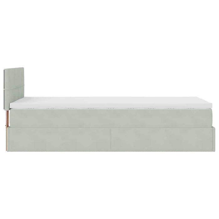 Cadru de pat otoman cu saltea Gri deschis 100x200cm catifea - WALTI WALTI