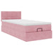 Cadru de pat otoman cu saltea roz 100x200cm catifea - WALTI WALTI