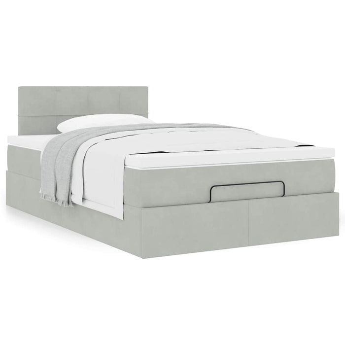 Pat otoman cu saltea Gri deschis 120x190 cm catifea - WALTI WALTI