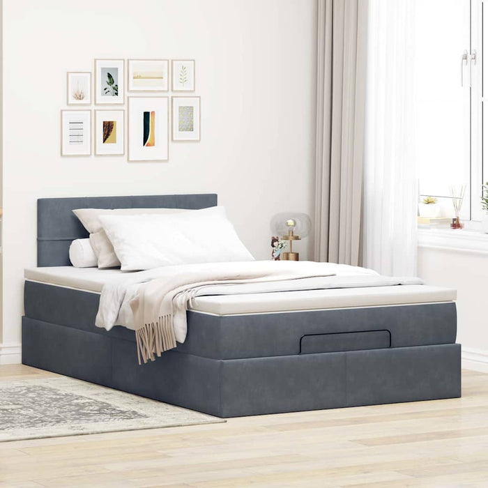 Cadru de pat otoman cu saltea Gri închis 120x200cm catifea - WALTI WALTI
