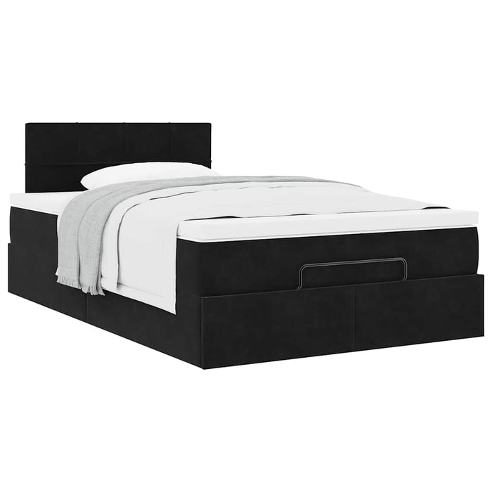 Cadru pat otoman cu saltea, catifea neagră 120x200 cm - WALTI WALTI