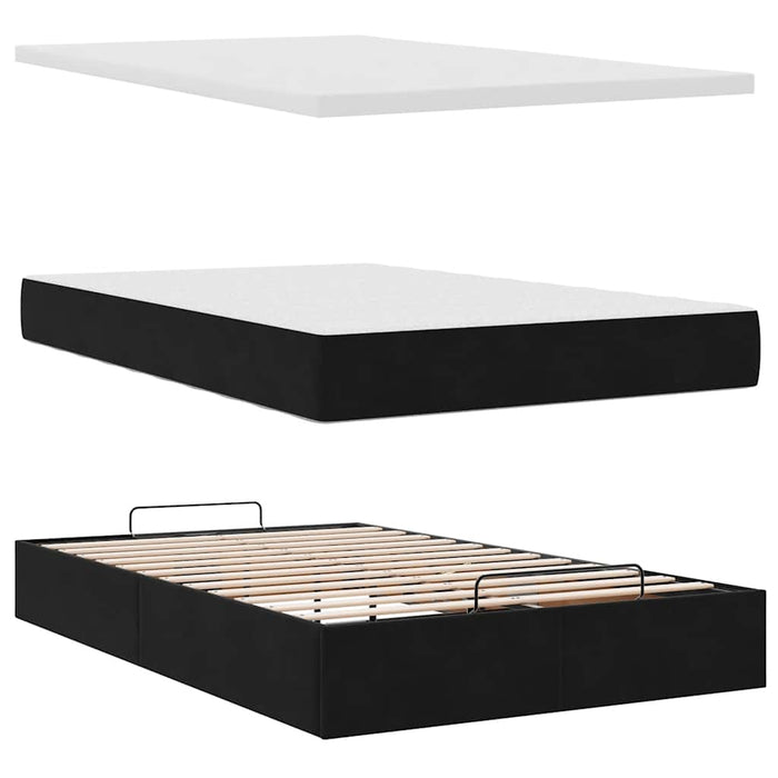 Cadru pat otoman cu saltea, catifea neagră 120x200 cm - WALTI WALTI