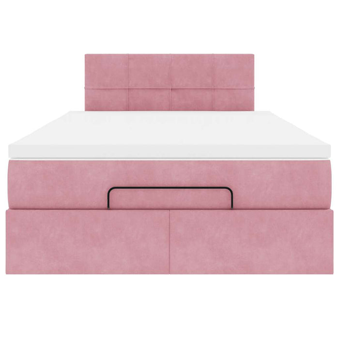 Cadru de pat otoman cu saltea, catifea roz 120x200cm - WALTI WALTI