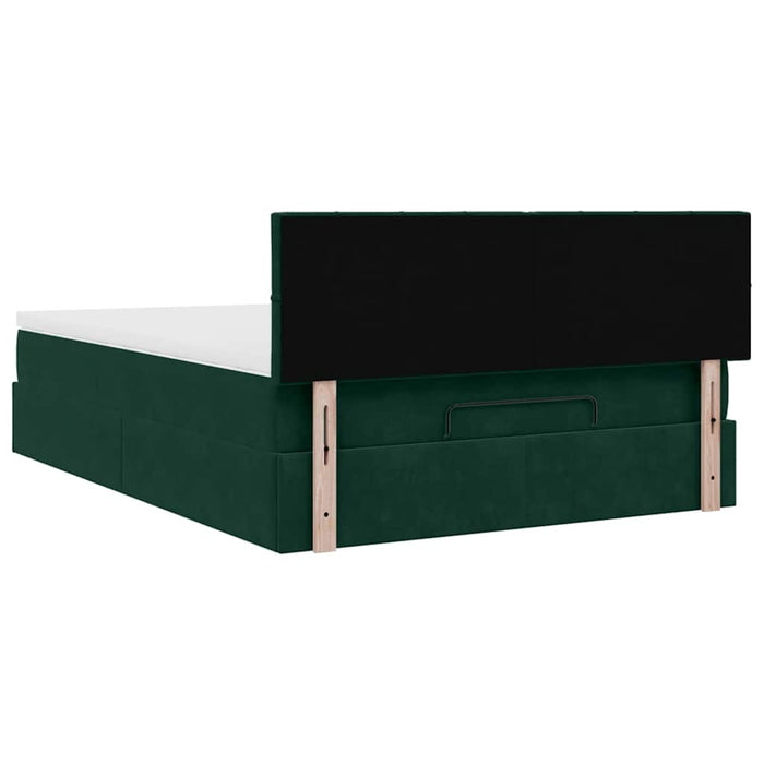 Cadru de pat otoman cu saltea verde închis 140x200cm catifea - WALTI WALTI