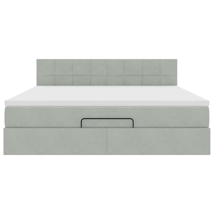 Cadru de pat otoman cu saltea Gri deschis 160x200cm catifea - WALTI WALTI