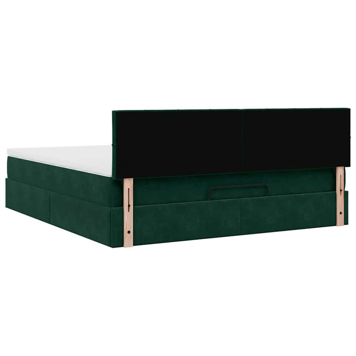 Cadru de pat otoman cu saltea verde închis 160x200cm catifea - WALTI WALTI