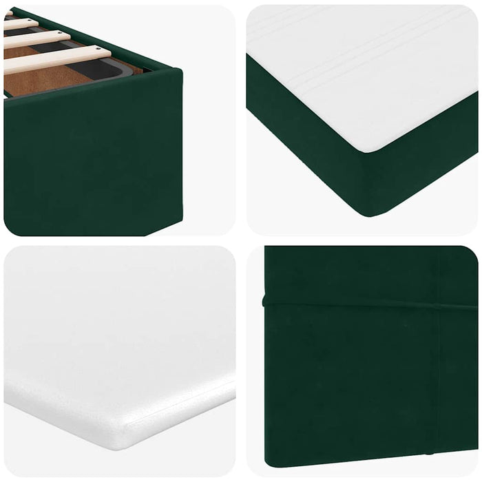 Cadru de pat otoman cu saltea verde închis 160x200cm catifea - WALTI WALTI