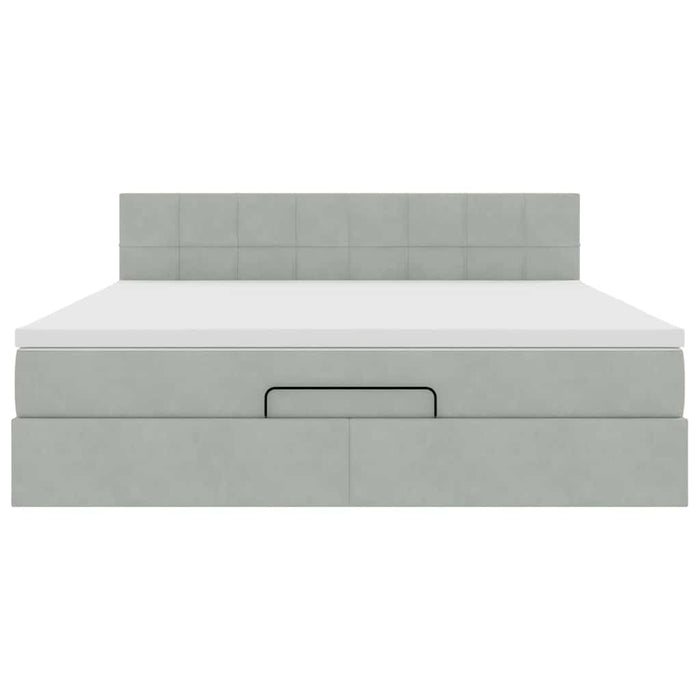 Cadru de pat otoman cu saltea Gri deschis 180x200cm catifea - WALTI WALTI