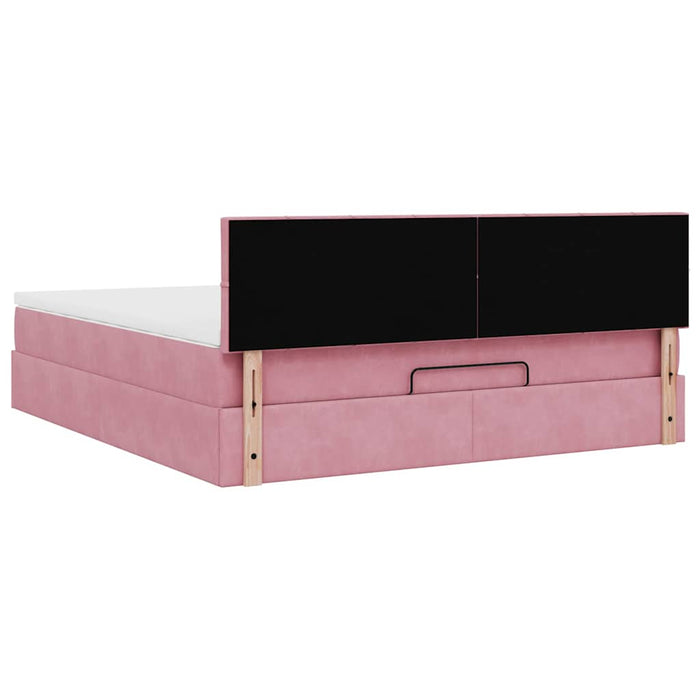 Cadru de pat otoman cu saltea roz 180x200cm catifea - WALTI WALTI