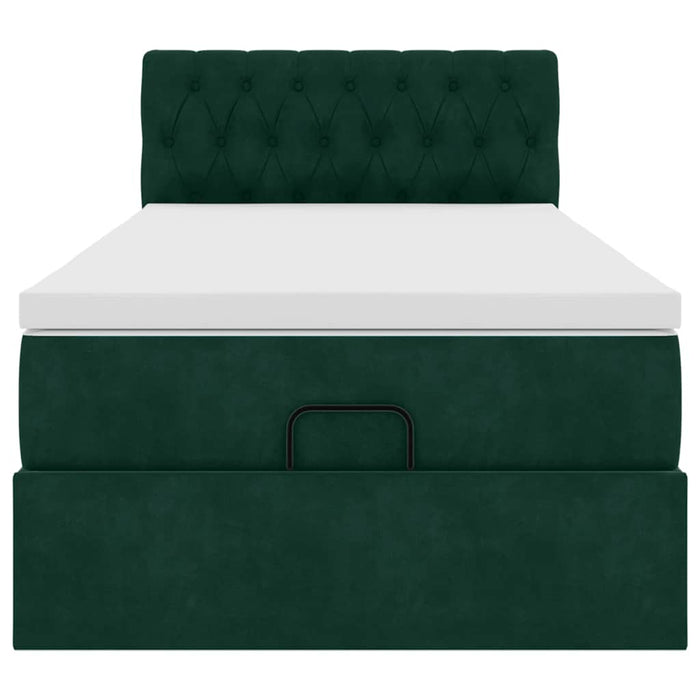Cadru de pat otoman cu saltea verde închis 80x200cm catifea - WALTI WALTI