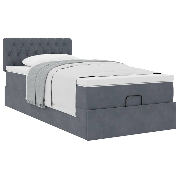 Cadru de pat otoman cu saltea catifea gri închis 90x190cm - WALTI WALTI