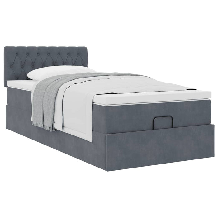 Cadru de pat otoman cu saltea catifea gri închis 90x200cm - WALTI WALTI
