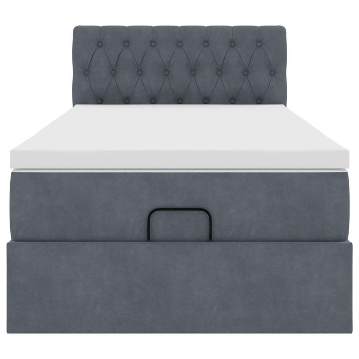 Cadru de pat otoman cu saltea catifea gri închis 90x200cm - WALTI WALTI