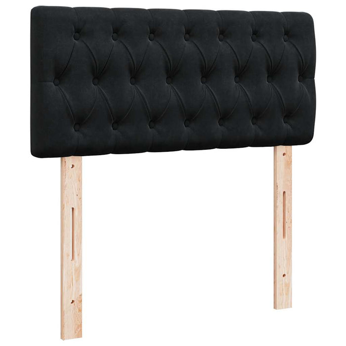 Cadru de pat otoman cu saltea, catifea neagră 90x200 cm - WALTI WALTI