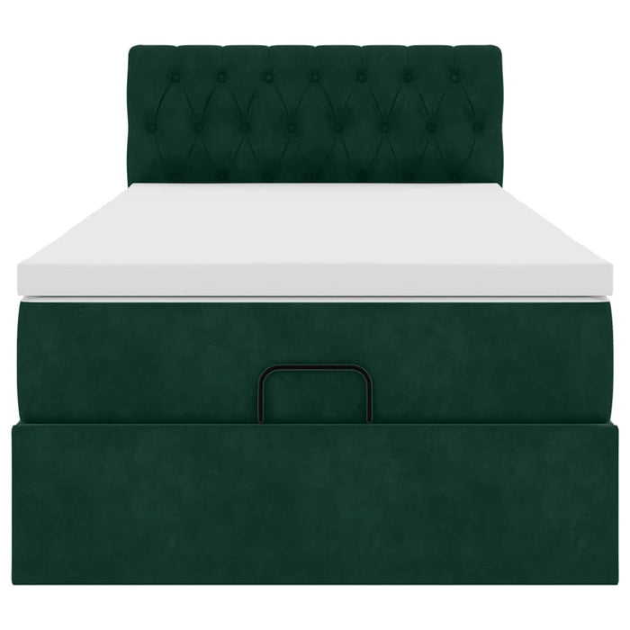 Cadru de pat otoman cu saltea catifea verde închis 90x200cm - WALTI WALTI