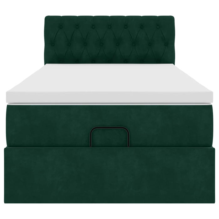 Cadru de pat otoman cu saltea verde închis 100x200cm catifea - WALTI WALTI