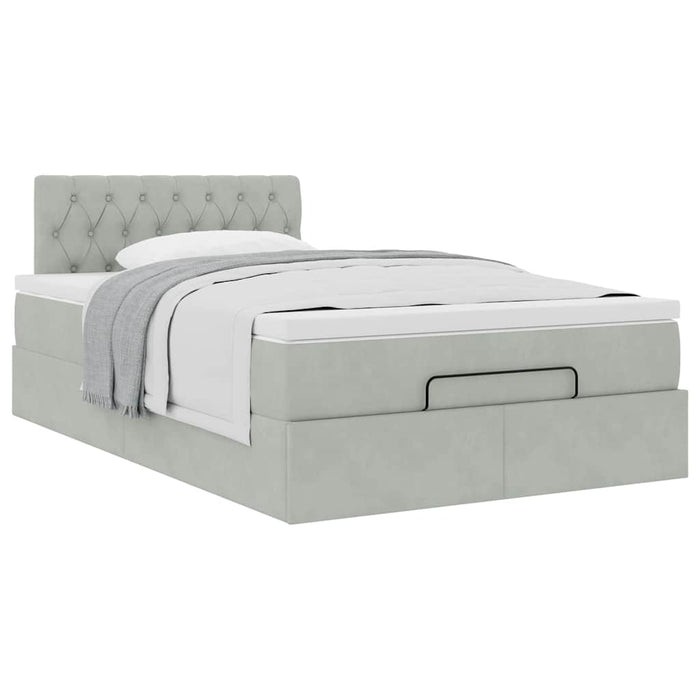 Pat otoman cu saltea Gri deschis 120x190 cm catifea - WALTI WALTI