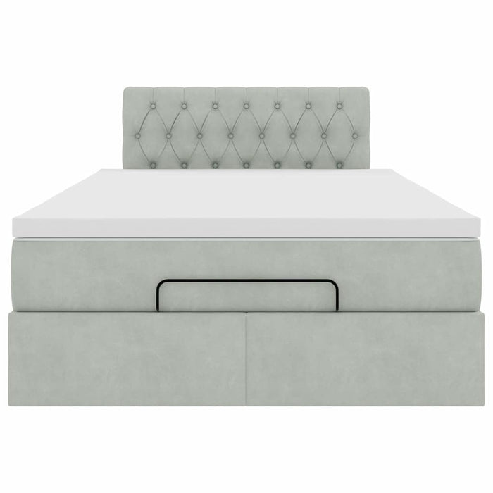 Cadru de pat otoman cu saltea Gri deschis 120x200cm catifea - WALTI WALTI