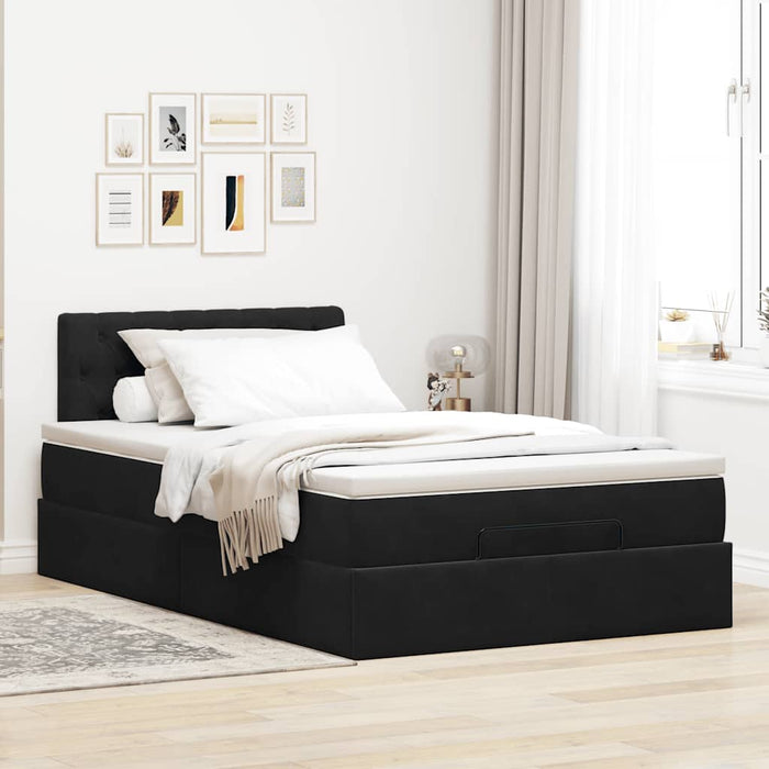Cadru pat otoman cu saltea, catifea neagră 120x200 cm - WALTI WALTI
