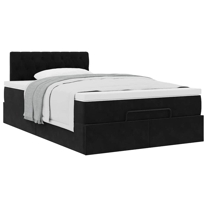 Cadru pat otoman cu saltea, catifea neagră 120x200 cm - WALTI WALTI