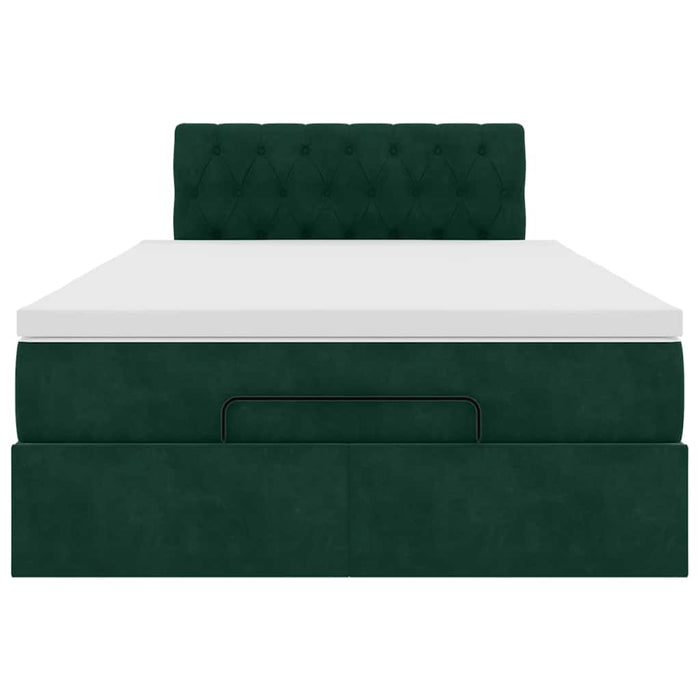 Cadru de pat otoman cu saltea verde închis 120x200cm catifea - WALTI WALTI