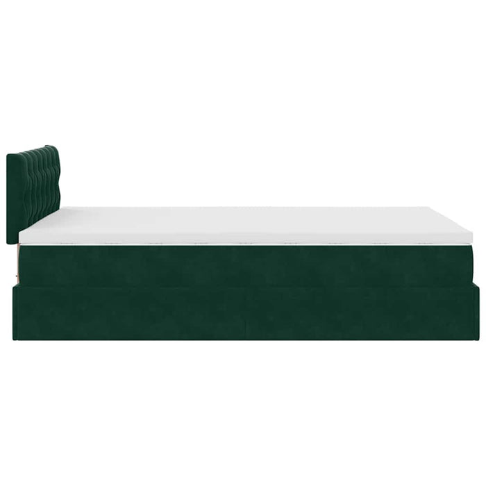 Cadru de pat otoman cu saltea verde închis 120x200cm catifea - WALTI WALTI