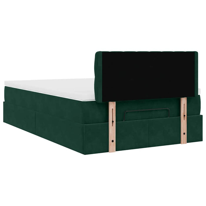 Cadru de pat otoman cu saltea verde închis 120x200cm catifea - WALTI WALTI