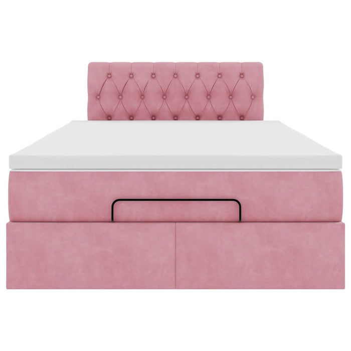 Cadru de pat otoman cu saltea, catifea roz 120x200cm - WALTI WALTI