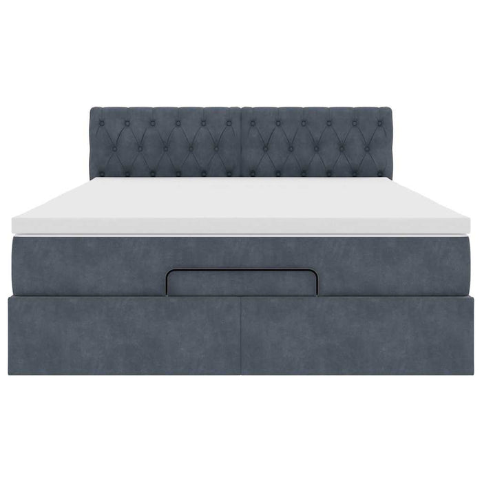 Cadru de pat otoman cu saltea Gri închis 140x190cm catifea - WALTI WALTI